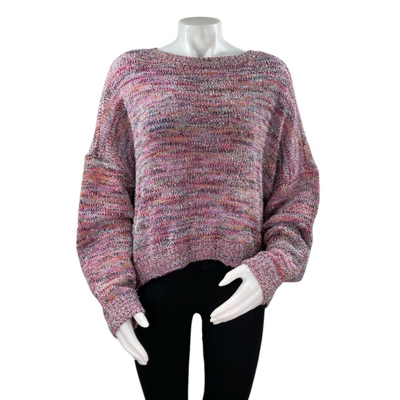 💕Wild Fable Pink Eyelash Tinsel Knit Drop Shoulder Scoop Neck Sweater NEW💕 - Picture 4 of 9